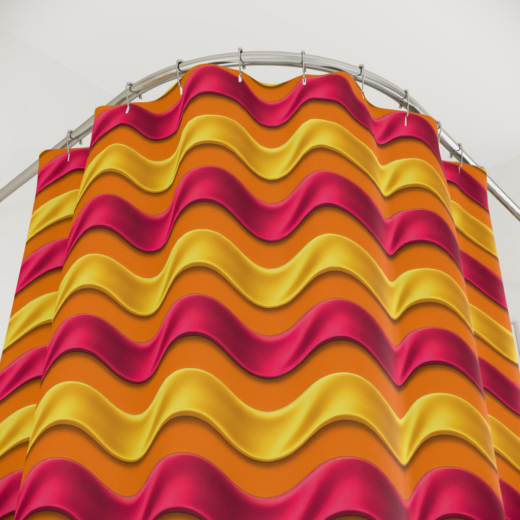 Satin Wave Bands Shower Curtain – Cranberry Spice