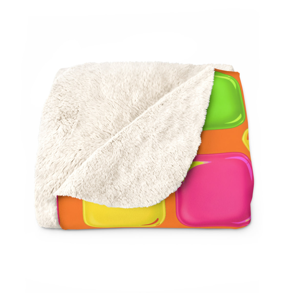 Giant Puffy Glass Cushions Sherpa Fleece Blanket – Hot Citrus Festive