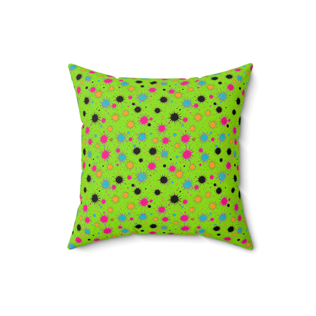 Splat Storm Faux Suede Cushion – Tropical Punch