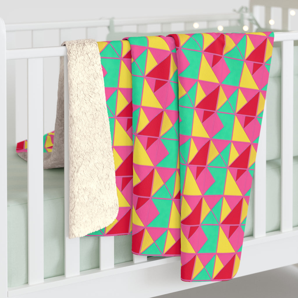 Jewel Block Quilt Sherpa Fleece Blanket – Candy Christmas