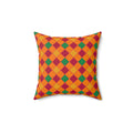Jewel Harlequin Check Faux Suede Cushion – Cranberry Spice