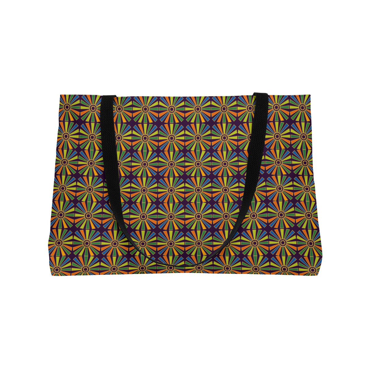 Sunray Medallion Grid Weekender Tote Bag – Art Deco Geometric Pattern