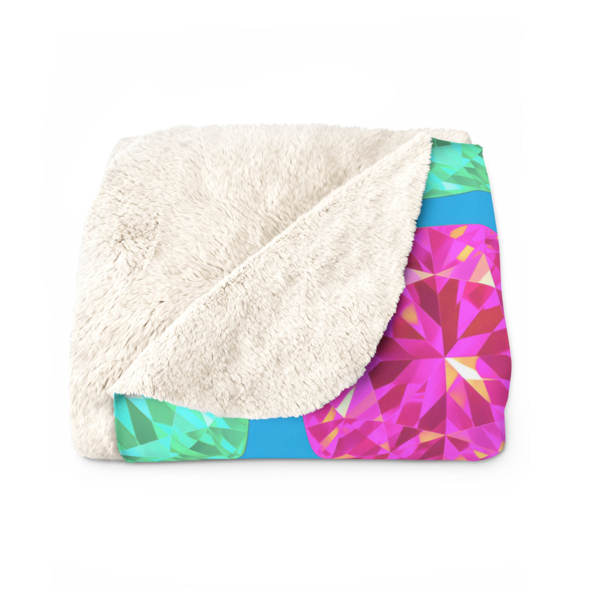 Giant Cut Gem Grid Sherpa Fleece Blanket – Ice Jewel
