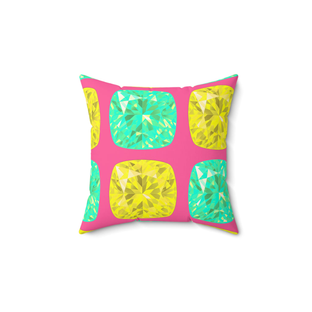 Giant Cut Gem Grid Faux Suede Cushion – Candy Christmas