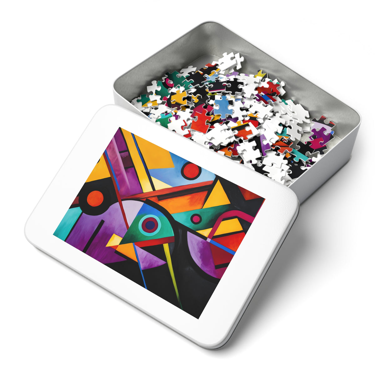 Geometric Night Rhythm Jigsaw Puzzle with Tin – Geometric Abstract Art