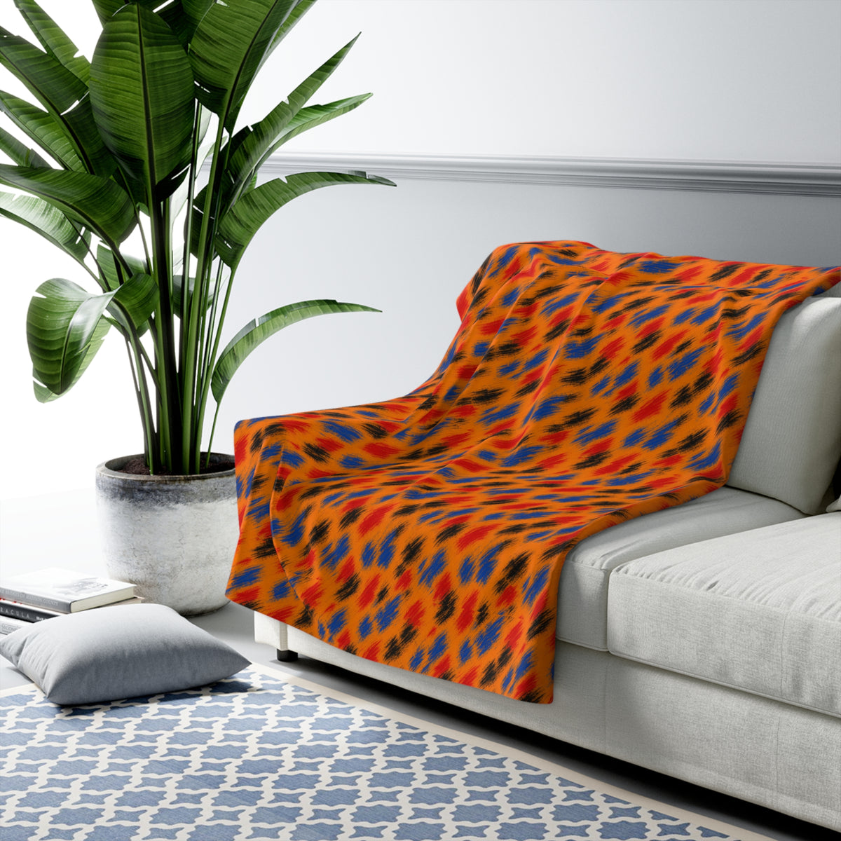 Dry-Brush Drags Sherpa Fleece Blanket – Expressionist Brushstroke Abstract Pattern