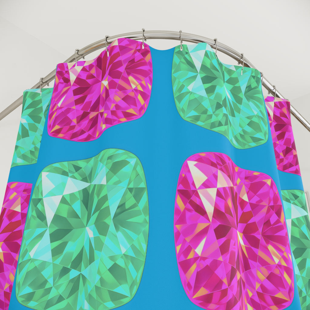 Giant Cut Gem Grid Shower Curtain – Ice Jewel