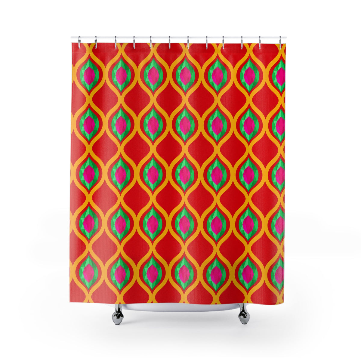 Grand Gold Ogee Lattice II Shower Curtain – Ogee Lattice Geometric Pattern