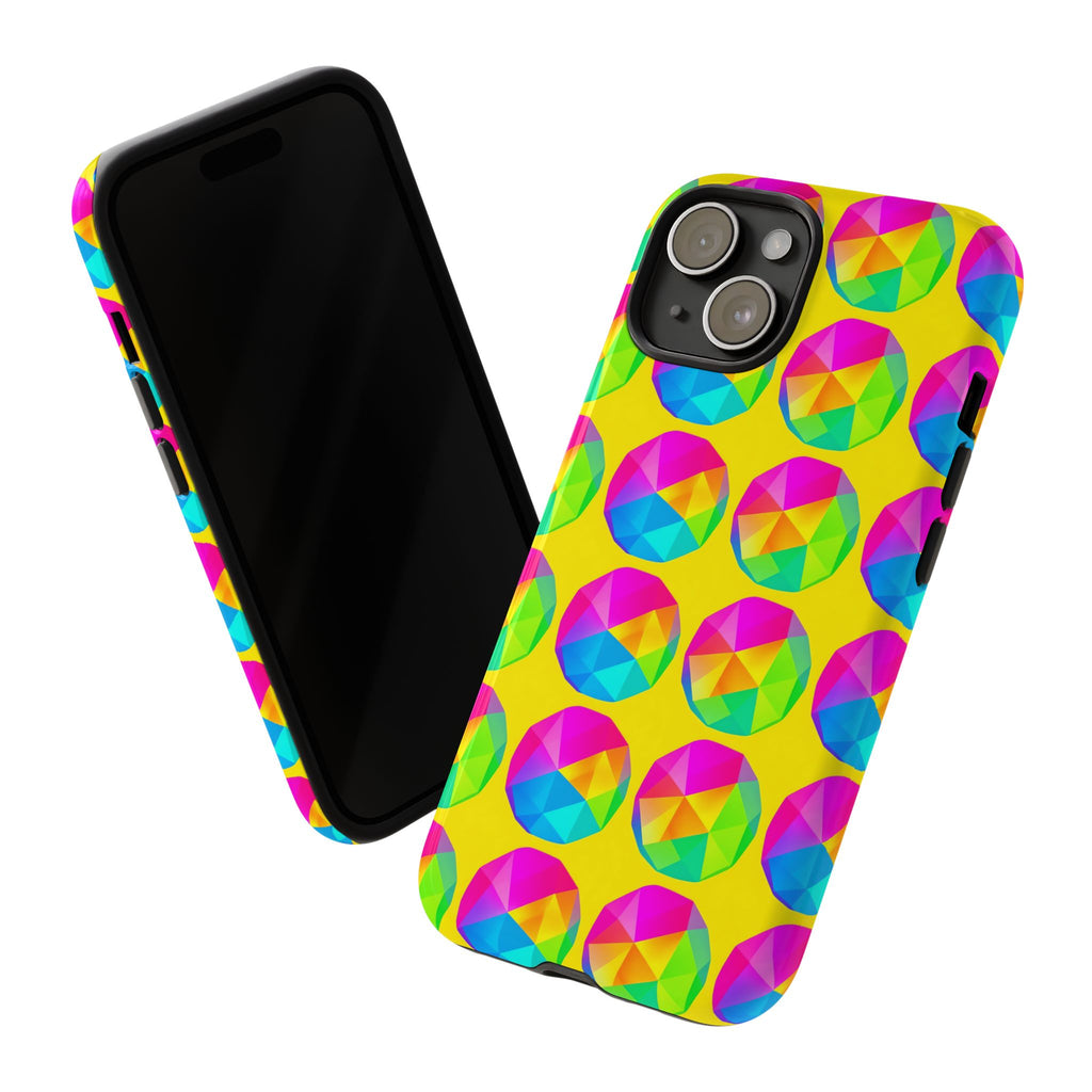 Holo Pebble Prisms Tough Phone Case – Iridescent Geometric Pattern