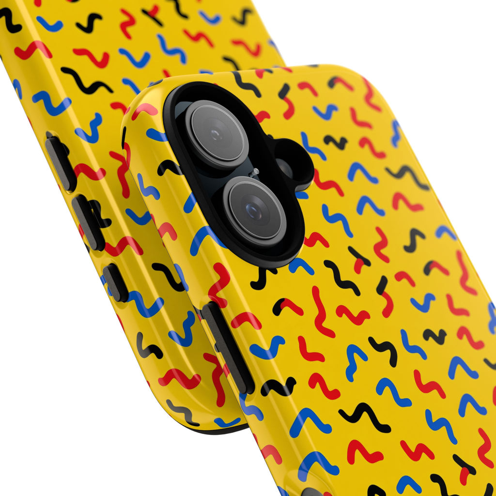 Squiggle Strokes Yellow Tough Phone Case – Bold Primary Abstract Pattern