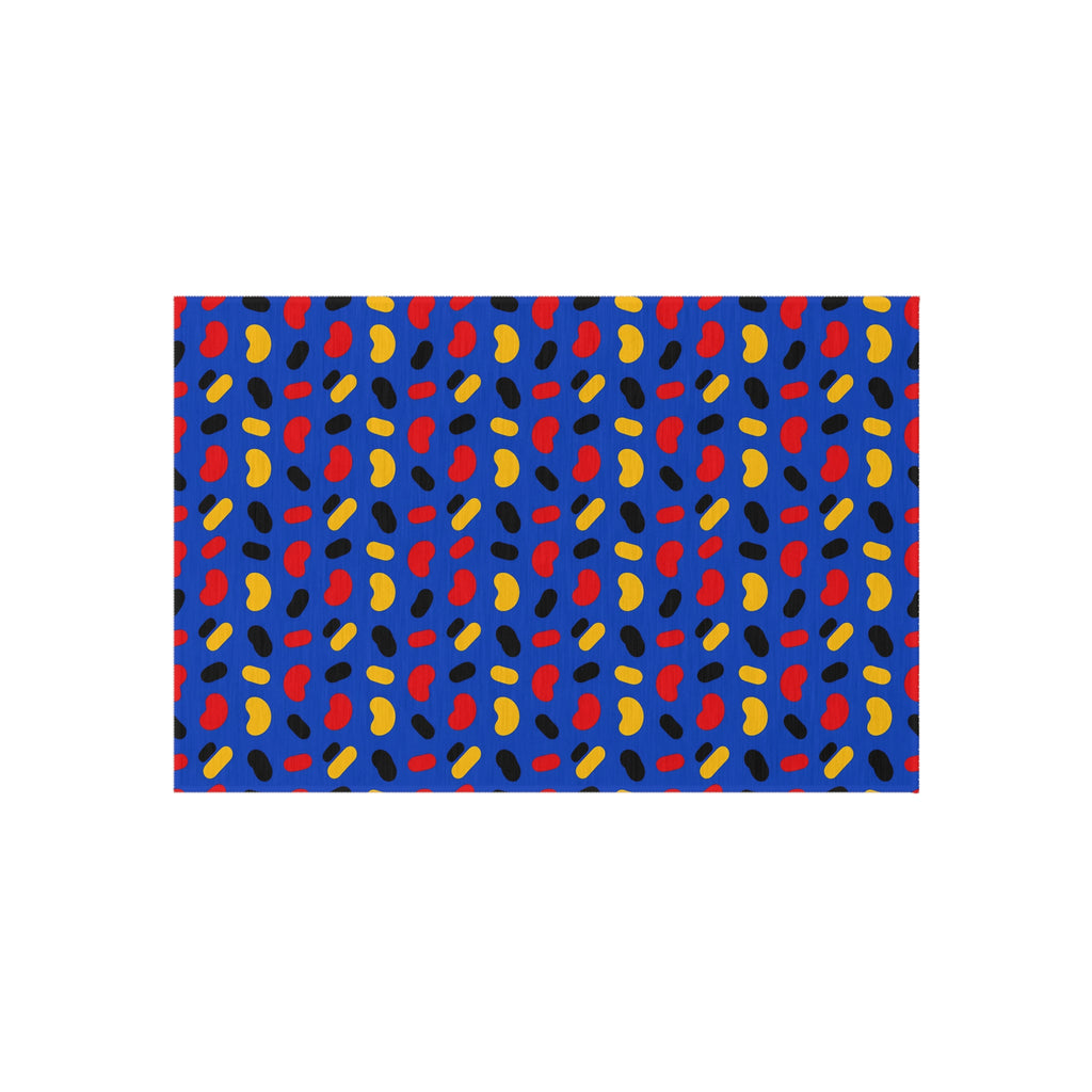 Bean Scatter Blue Outdoor Rug – Pop Abstract Pattern