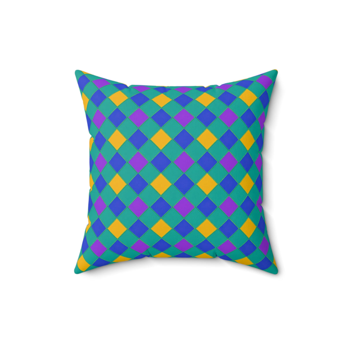 Jewel Harlequin Check Faux Suede Cushion – Peacock Jewel