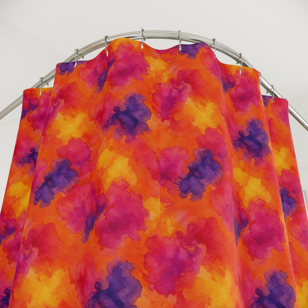 Sunset Bloom Bleeds Shower Curtain – Watercolour Bleed Pattern