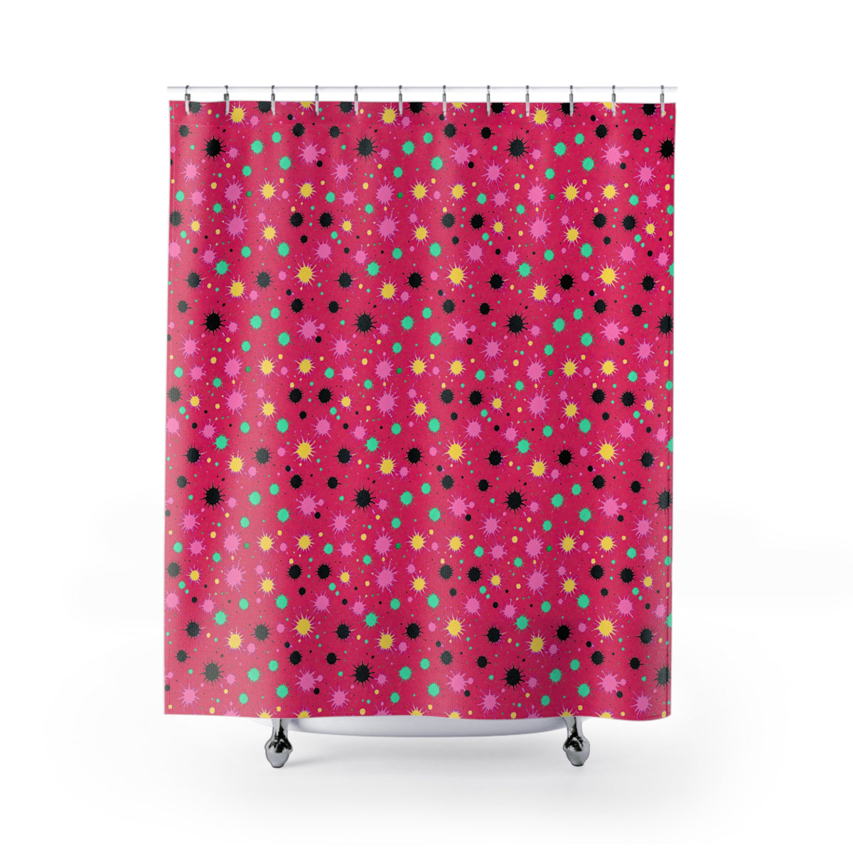 Splat Storm Shower Curtain – Candy Pop on Raspberry