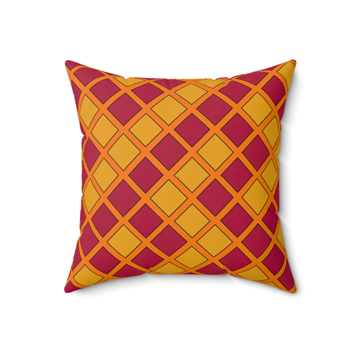 Harlequin Gold Grid Faux Suede Cushion – Cranberry Spice