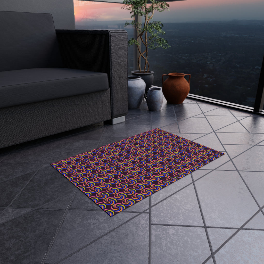 Spiral Stripe Swirls Outdoor Rug – Psychedelic Op-Art Pattern