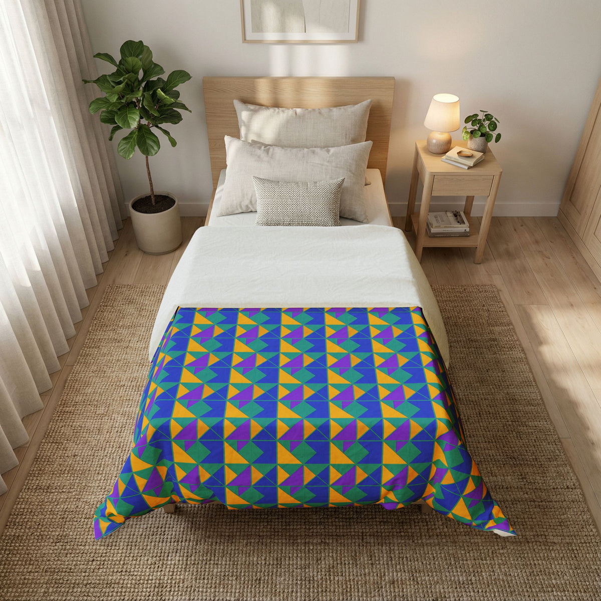Jewel Block Quilt Cotton Duvet Cover – Peacock Jewel