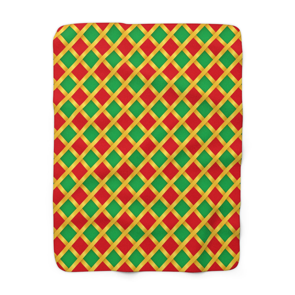 Broad Gold Diamond Trellis Sherpa Fleece Blanket – Ribbon Lattice Pattern