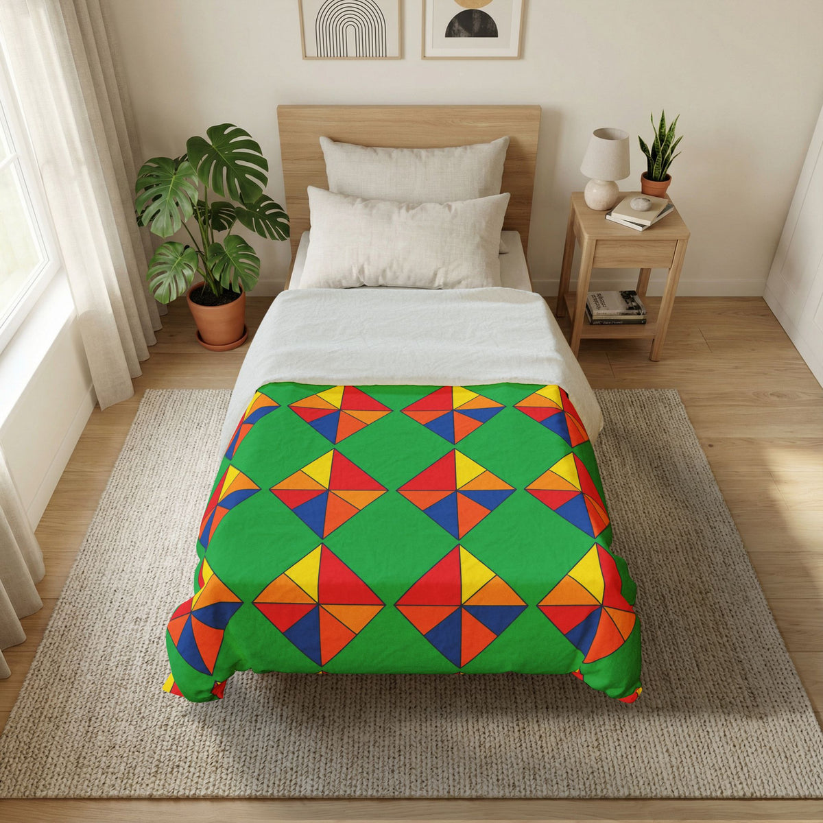 Cubist Kite Quartet Cotton Duvet Cover – Cubist Geometric Pattern