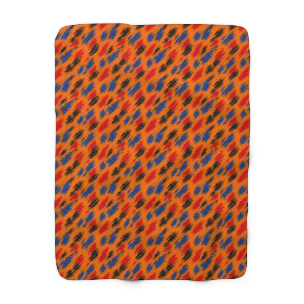 Dry-Brush Drags Sherpa Fleece Blanket – Expressionist Brushstroke Abstract Pattern