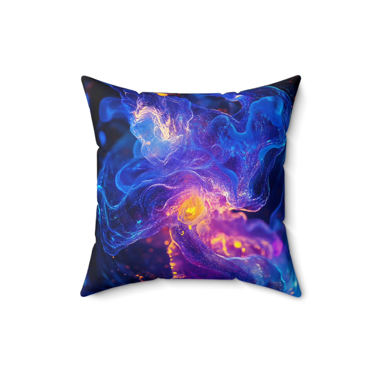Cosmic Neon Nebula Faux Suede Cushion – Cosmic Abstract Art