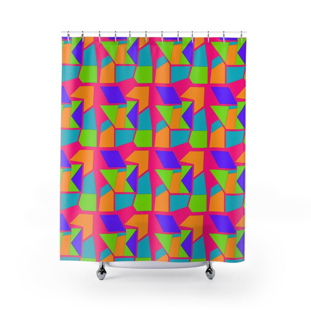 Cubist Block Quilt Shower Curtain – Tropical Punch