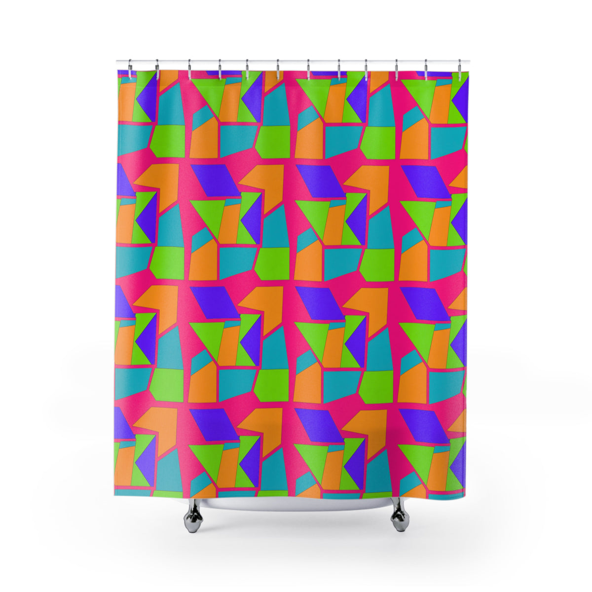 Cubist Block Quilt Shower Curtain – Tropical Punch