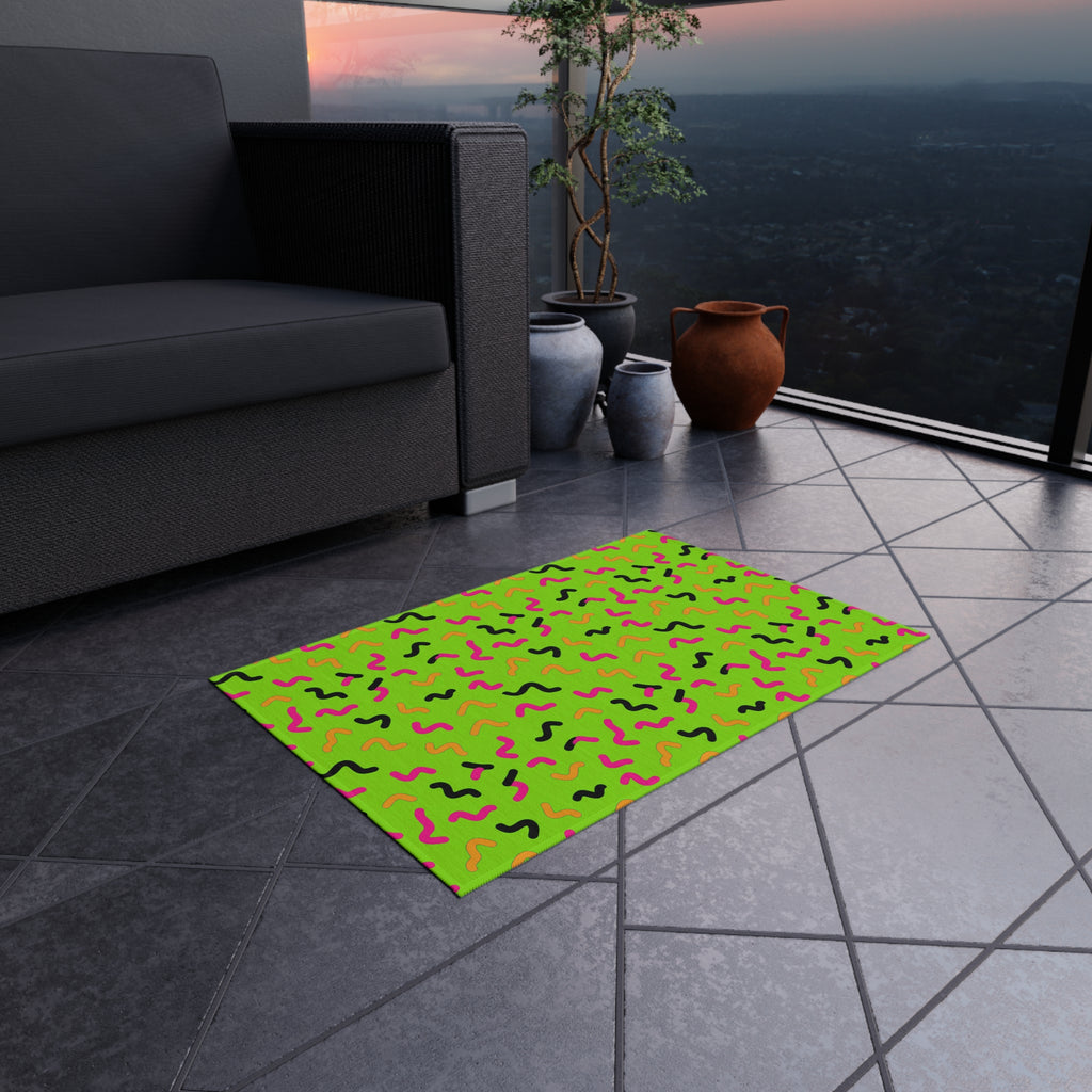 Squiggle Strokes Outdoor Rug – Tropical Punch