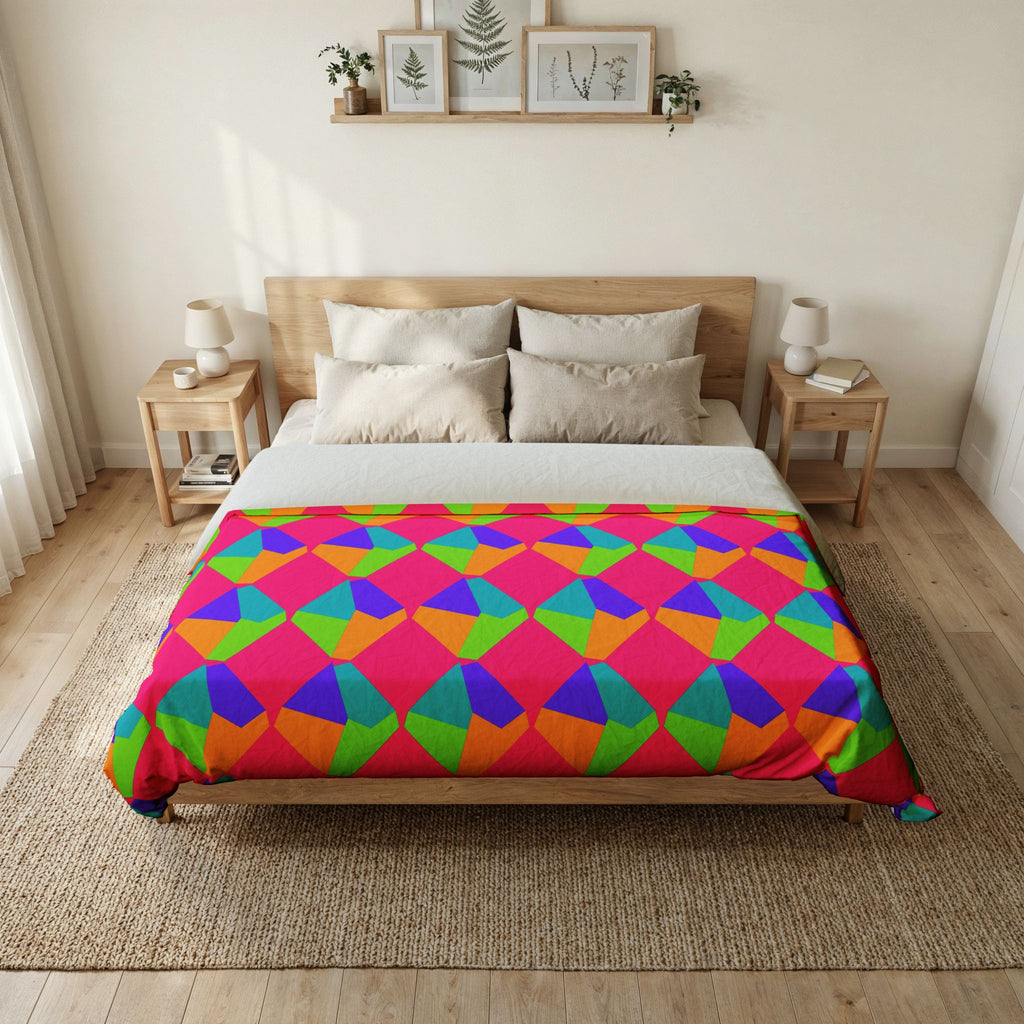 Grand Fractured Rhombus Cotton Duvet Cover – Tropical Punch