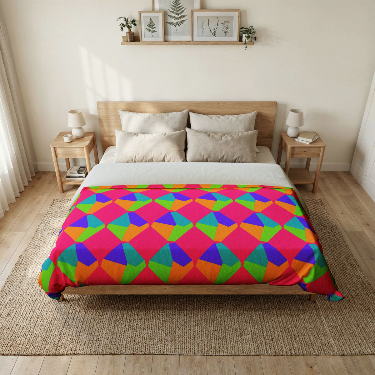 Grand Fractured Rhombus Cotton Duvet Cover – Tropical Punch