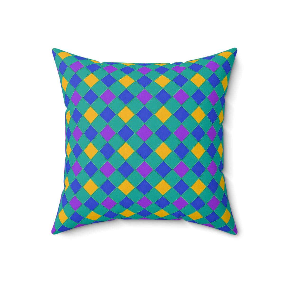 Jewel Harlequin Check Faux Suede Cushion – Peacock Jewel