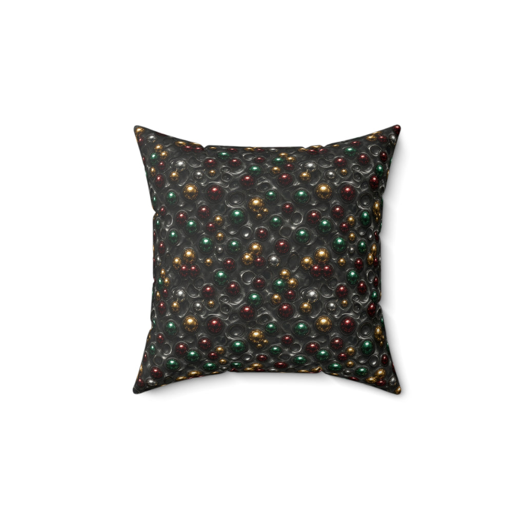 Jewel Bubble Clusters Faux Suede Cushion – Liquid Chrome Pattern
