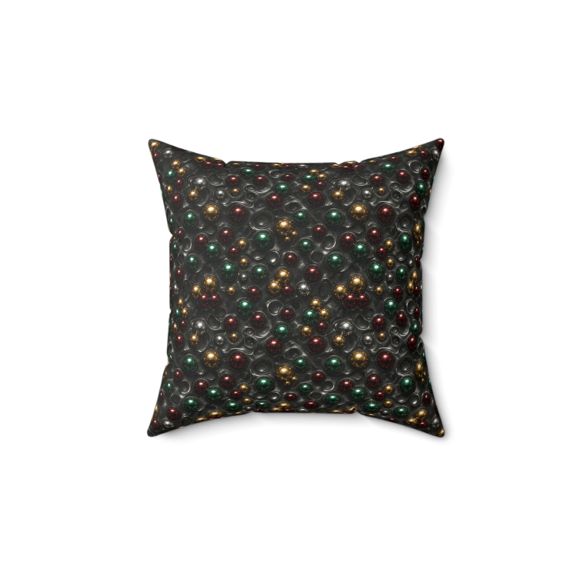 Jewel Bubble Clusters Faux Suede Cushion – Liquid Chrome Pattern
