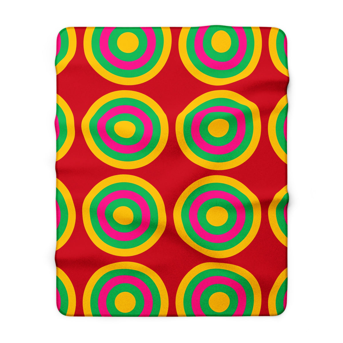 Mega Ring Grid Sherpa Fleece Blanket – Abstract Circles Pattern
