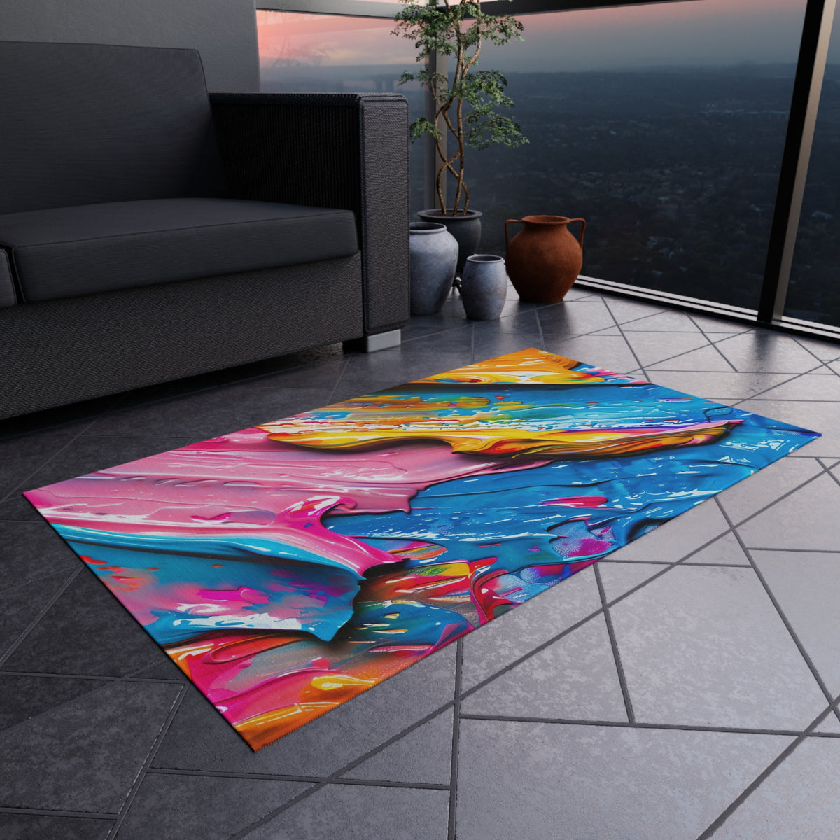 Vivid Paint Strokes Outdoor Rug – Paint Stroke Abstract