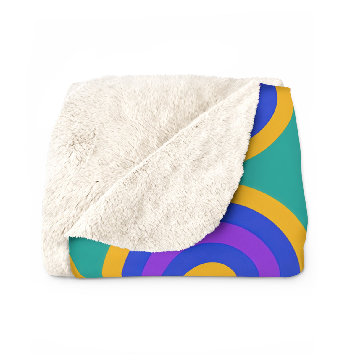 Mega Ring Grid Sherpa Fleece Blanket – Peacock Jewel