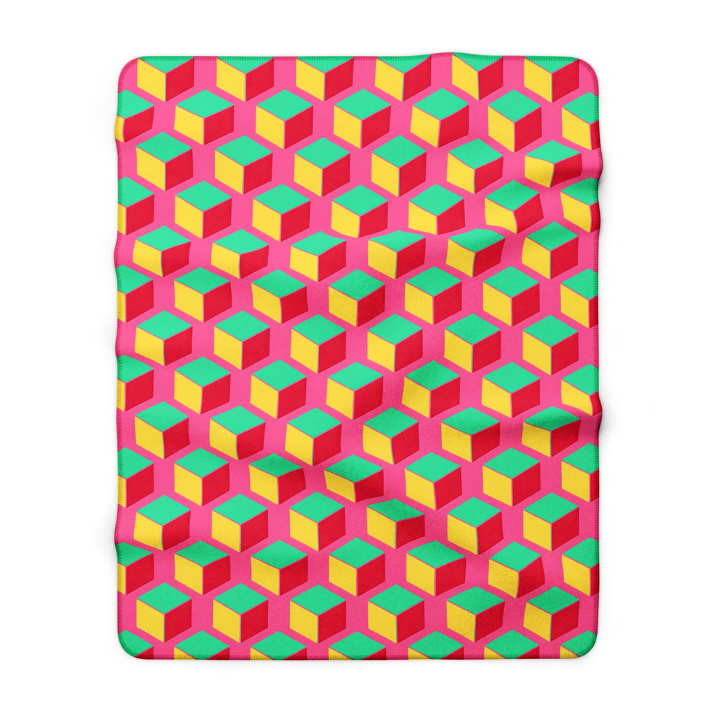Giant Faceted Cubes II Sherpa Fleece Blanket – Candy Christmas