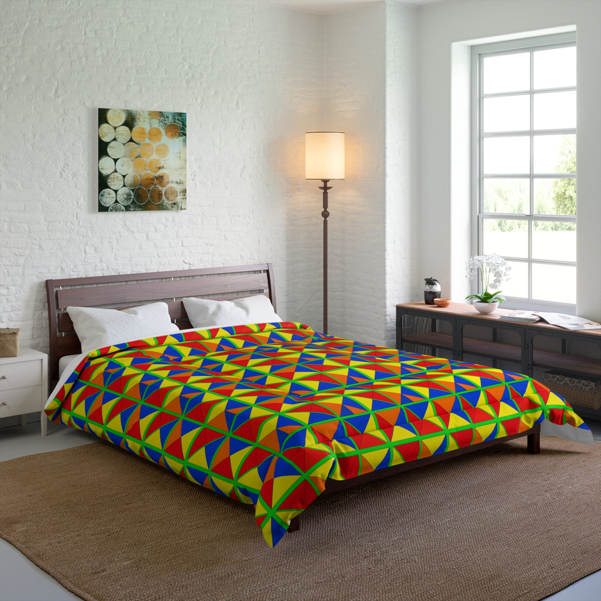 Split Square Fiesta Comforter – Cubist Geometric Pattern