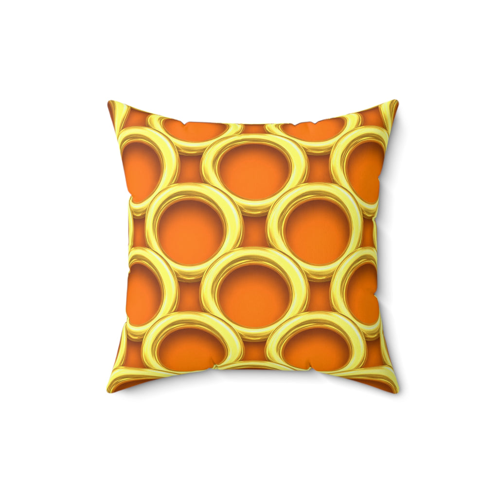 Big Gold Ring Weave Faux Suede Cushion – Hot Citrus Festive