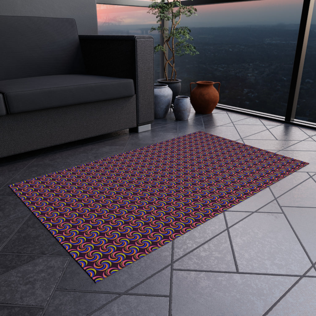 Spiral Stripe Swirls Outdoor Rug – Psychedelic Op-Art Pattern