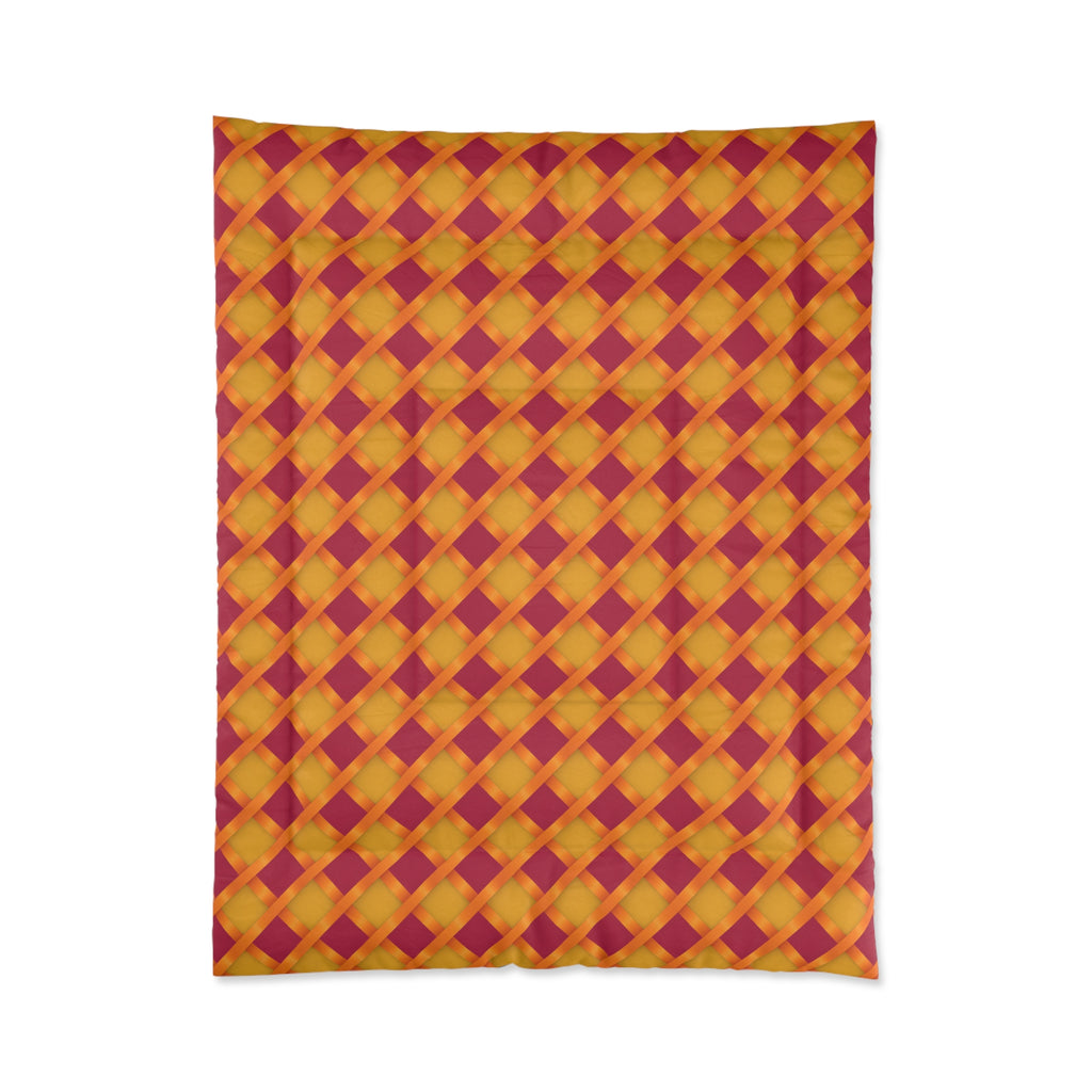 Broad Gold Diamond Trellis Comforter – Cranberry Spice