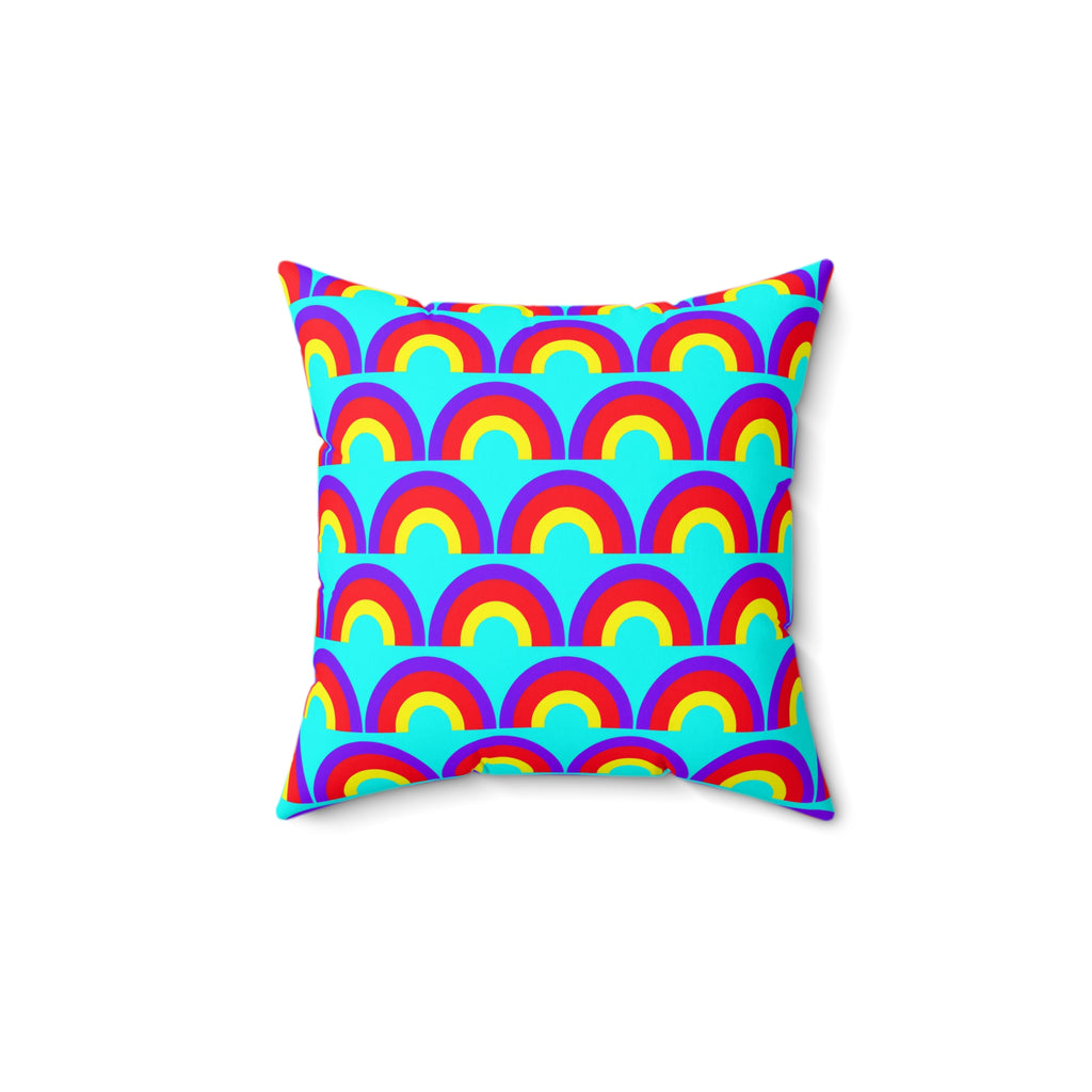 Chromatic Scallop Ripple Faux Suede Cushion – Op-Art Scallops Pattern