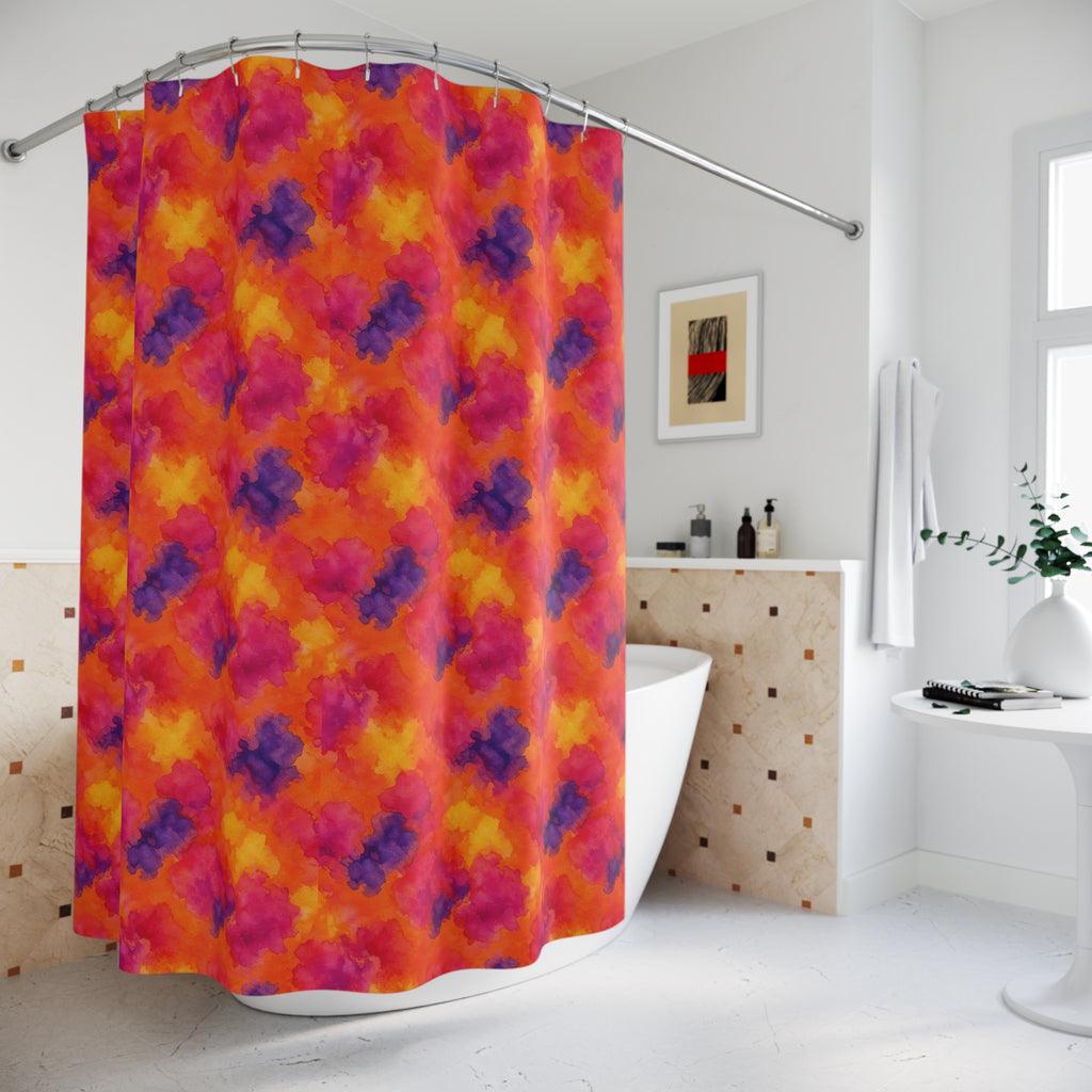 Sunset Bloom Bleeds Shower Curtain – Watercolour Bleed Pattern