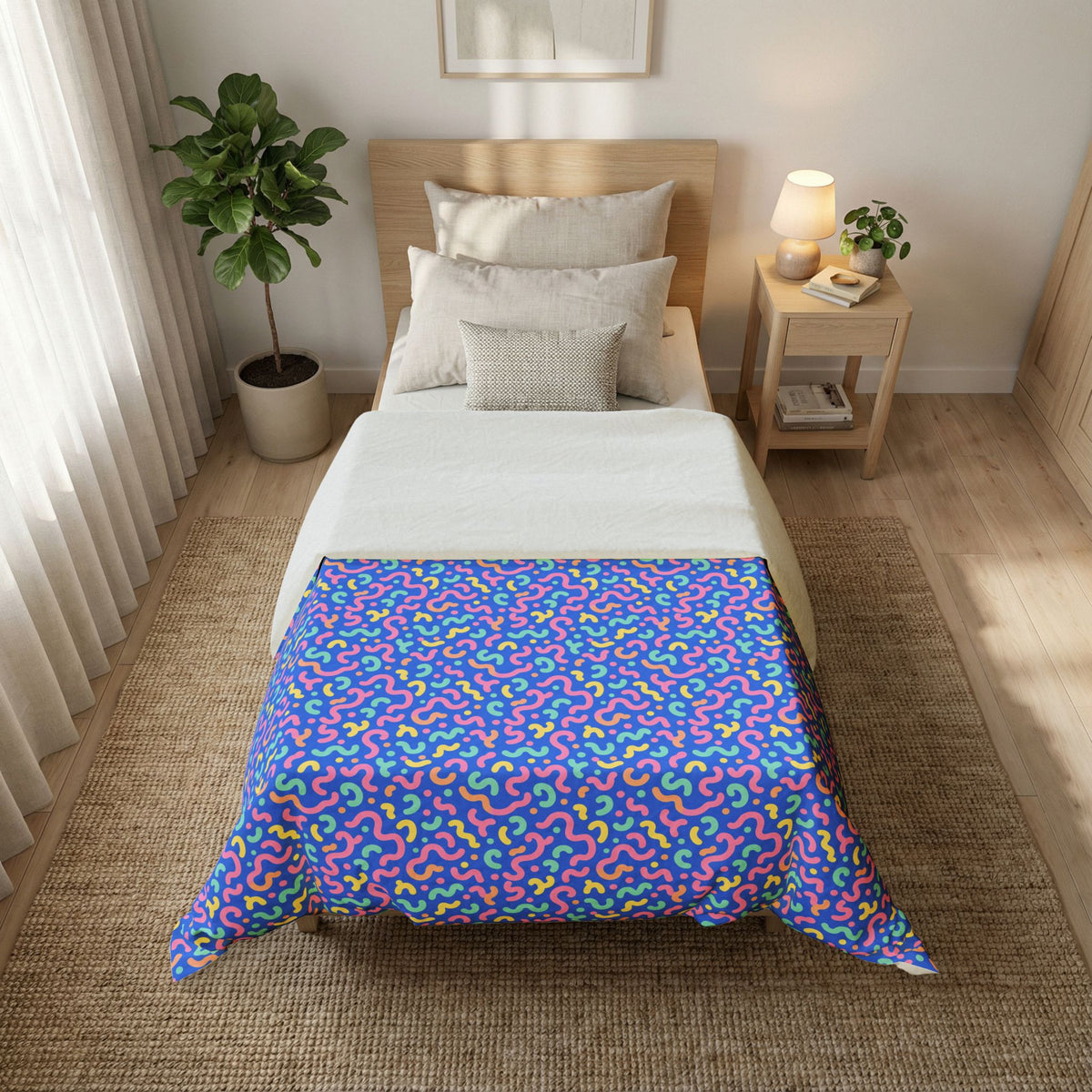 Squiggle Sweets Cotton Duvet Cover – Soft Abstract Pattern