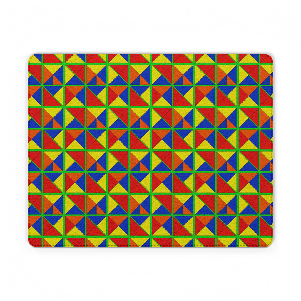 Split Square Fiesta Vegan Leather Mouse Mat – Cubist Geometric Pattern