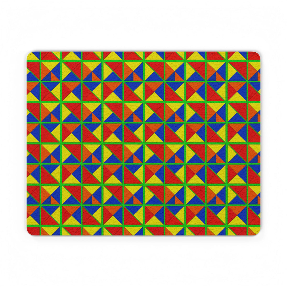 Split Square Fiesta Vegan Leather Mouse Mat – Cubist Geometric Pattern