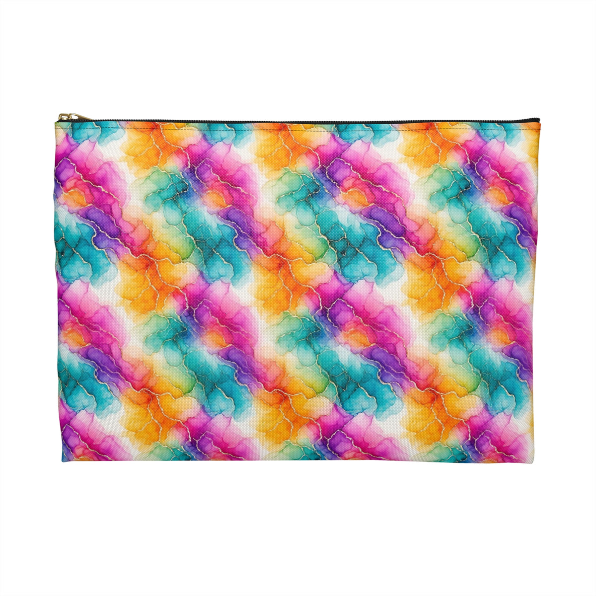 Rainbow Alcohol Ink Bloom Zip Accessory Pouch