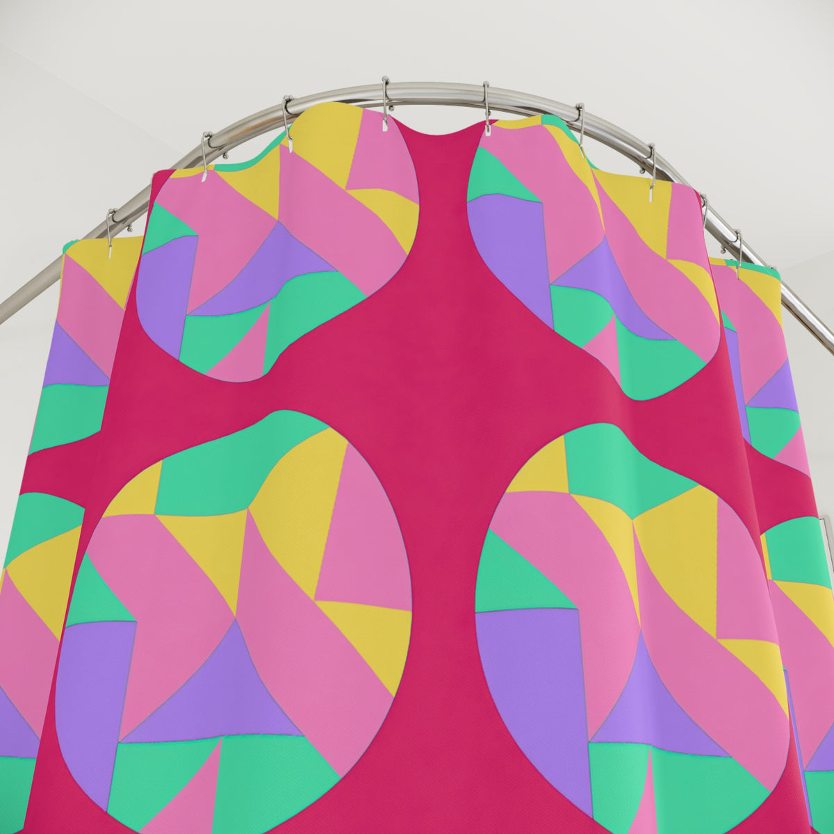 Broken Circle Planes Shower Curtain – Candy Pop on Raspberry