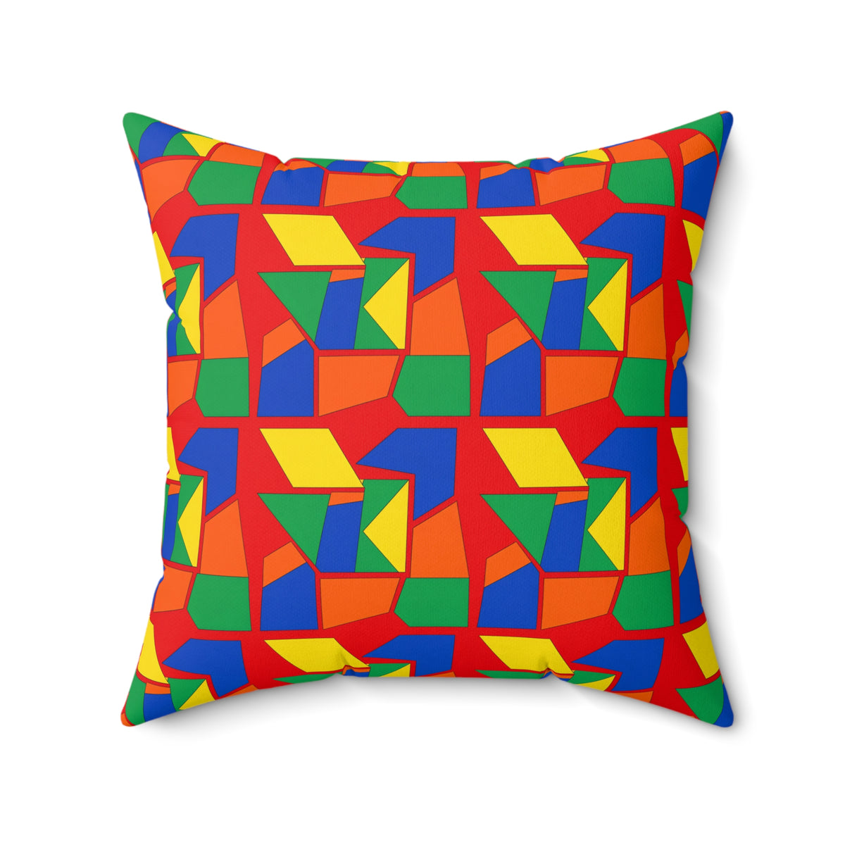 Cubist Block Quilt Faux Suede Cushion – Cubist Geometric Pattern