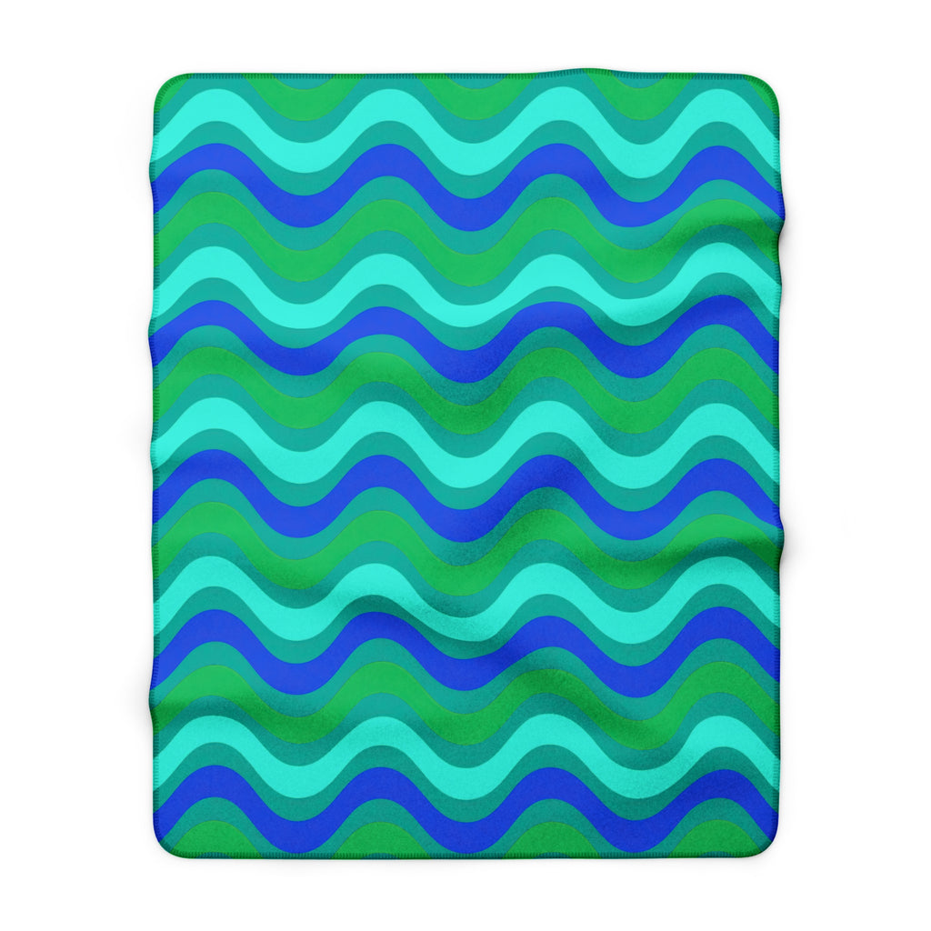 Wide Wave Interference Sherpa Fleece Blanket – Ocean Jewel